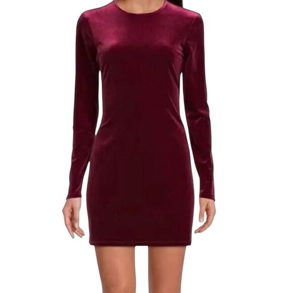 NWT Gianni Bini Midnight Glamour Pam Velvet Crew Neck Long Sleeve Dress Merlot L - Picture 7 of 7